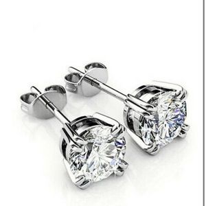 New Sterling silver diamond stud earrings